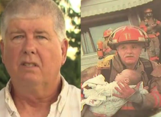 Firefighter saves baby and is in tears when he receives a letter after 17 years